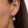 Thumbnail Image 1 of Pear-Shaped Lab-Created Ruby and White Lab-Created Sapphire Frame Drop Earrings in Sterling Silver