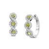 Thumbnail Image 1 of Peridot and White Lab-Created Sapphire Cascading Frame Hoop Earrings in Sterling Silver