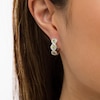 Thumbnail Image 2 of Peridot and White Lab-Created Sapphire Cascading Frame Hoop Earrings in Sterling Silver