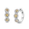 Thumbnail Image 0 of Citrine and White Lab-Created Sapphire Cascading Frame Hoop Earrings in Sterling Silver