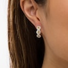 Thumbnail Image 1 of Citrine and White Lab-Created Sapphire Cascading Frame Hoop Earrings in Sterling Silver