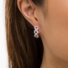 Garnet and White Lab-Created Sapphire Cascading Frame Hoop Earrings in Sterling Silver