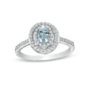 Thumbnail Image 0 of Oval Aquamarine and 0.23 CT. T.W. Diamond Double Frame Ring in 10K White Gold