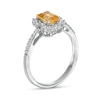 Thumbnail Image 2 of Emerald-Cut Citrine and White Lab-Created Sapphire Ornate Frame Ring in Sterling Silver