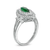 Thumbnail Image 2 of Marquise Lab-Created Emerald and White Lab-Created Sapphire Collar Frame Ring in Sterling Silver