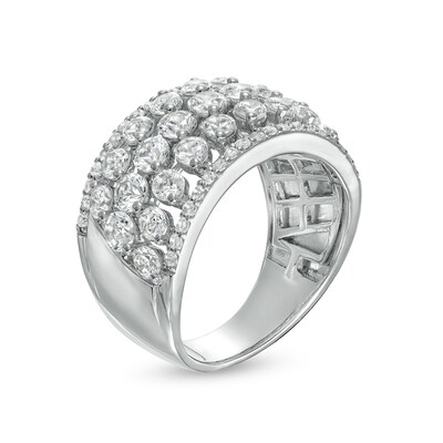 White Lab-Created Sapphire Multi-Row Ring in Sterling Silver