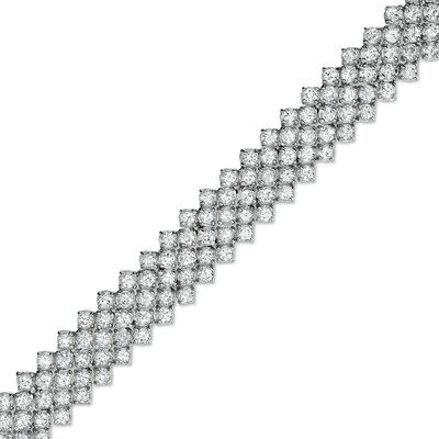 White Lab-Created Sapphire Multi-Line Bracelet in Sterling Silver - 7.25"