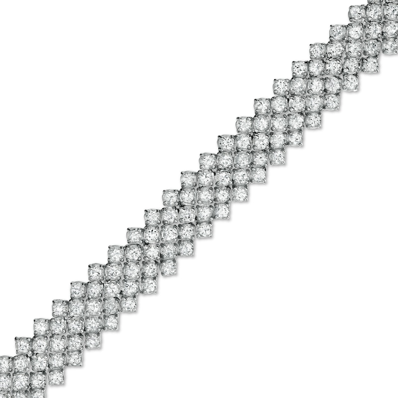 White Lab-Created Sapphire Multi-Line Bracelet in Sterling Silver - 7.25"