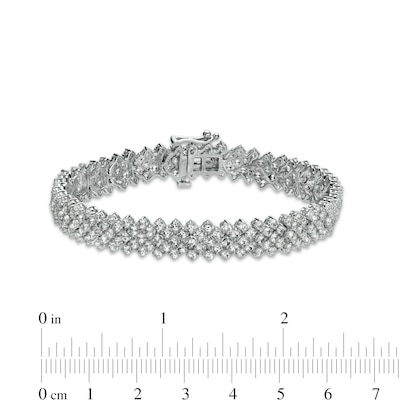 White Lab-Created Sapphire Multi-Line Bracelet in Sterling Silver - 7.25"