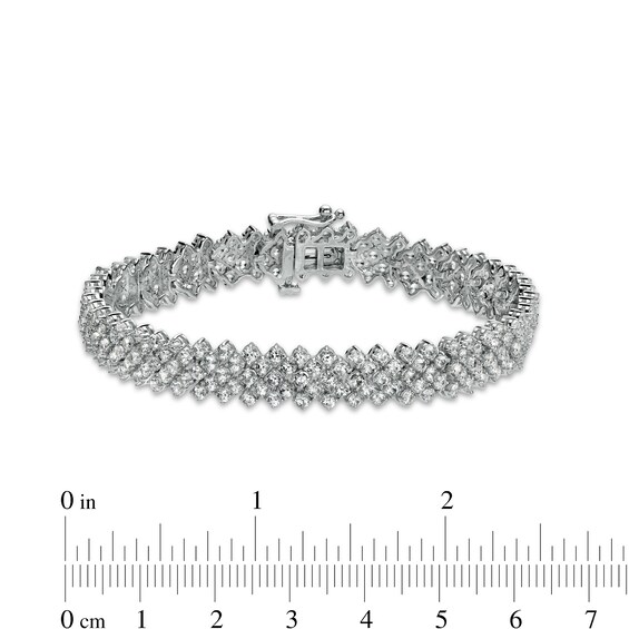 White Lab-Created Sapphire Multi-Line Bracelet in Sterling Silver - 7.25"