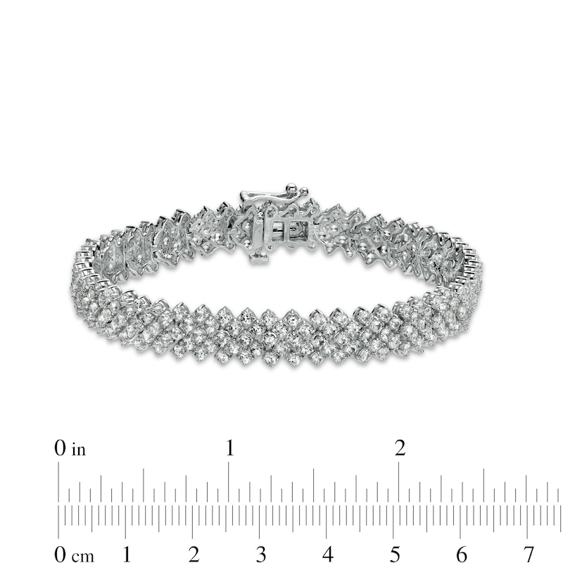 White Lab-Created Sapphire Multi-Line Bracelet in Sterling Silver - 7.25"