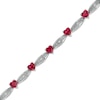 Thumbnail Image 0 of 5.0mm Heart-Shaped Lab-Created Ruby and White Lab-Created Sapphire Alternating Line Bracelet in Sterling Silver - 7.5"