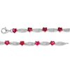 Thumbnail Image 2 of 5.0mm Heart-Shaped Lab-Created Ruby and White Lab-Created Sapphire Alternating Line Bracelet in Sterling Silver - 7.5"