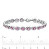 Thumbnail Image 3 of Pear-Shaped Pink Lab-Created Sapphire and 0.18 CT. T.W. Diamond Bracelet in Sterling Silver - 7.5"