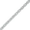 Thumbnail Image 0 of 5.0mm White Lab-Created Sapphire and 0.04 CT. T.W. Diamond Oval Frame Line Bracelet in Sterling Silver - 7.5"