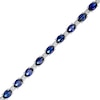 Thumbnail Image 0 of Oval Blue and White Lab-Created Sapphire Alternating Line Bracelet in Sterling Silver - 7.25"