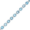 Thumbnail Image 0 of Swiss Blue Topaz and White Lab-Created Sapphire Alternating Line Bracelet in Sterling Silver - 7.25"