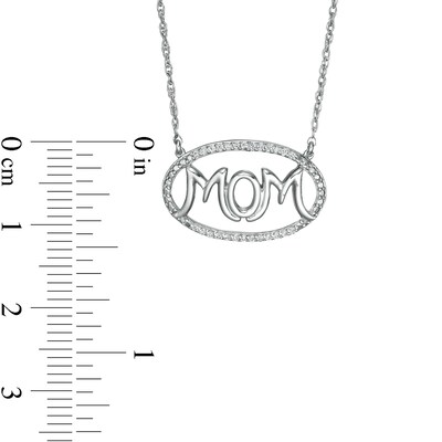 0.067 CT. T.W. Diamond "MOM" Oval Outline Necklace in Sterling Silver