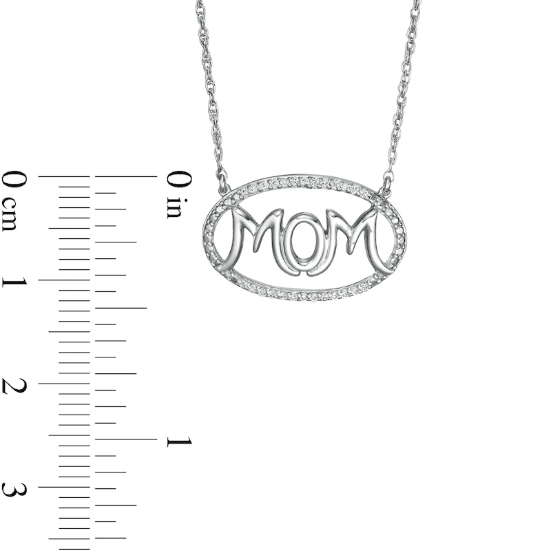 0.067 CT. T.W. Diamond "MOM" Oval Outline Necklace in Sterling Silver