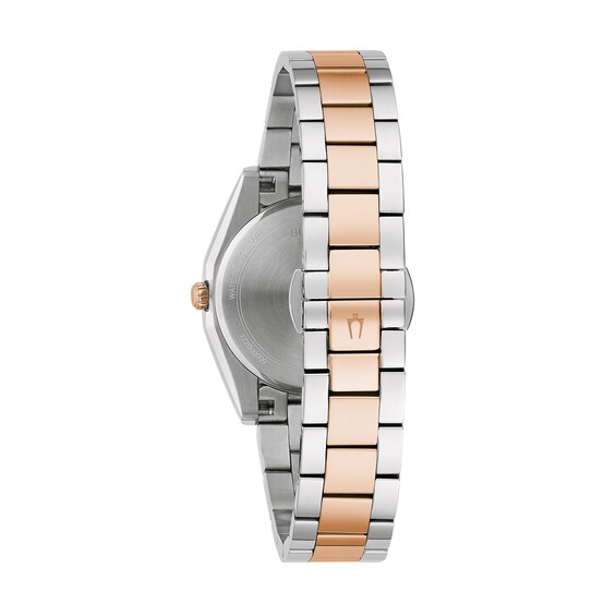 Ladies' Bulova Surveyor Diamond Accent Two-Tone Watch with Mother-of-Pearl Dial (Model: 98P207)