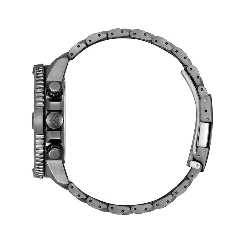 Men's Citizen Eco-Drive® Promaster Navihawk Gunmetal Grey IP Chronograph Watch with Green Dial (Model: AT8227-56X)