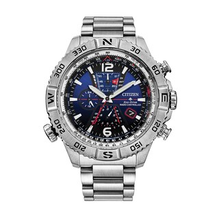 Men's Citizen Eco-Drive® Promaster Navihawk A-T Chronograph Watch with Dark Blue Dial (Model: AT8220-55L)