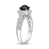 Thumbnail Image 2 of 1.13 CT. T.W. Cushion-Cut Black Enhanced and White Diamond Frame Vintage-Style Engagement Ring in 14K White Gold