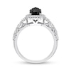 Thumbnail Image 4 of 1.13 CT. T.W. Cushion-Cut Black Enhanced and White Diamond Frame Vintage-Style Engagement Ring in 14K White Gold