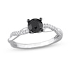 Thumbnail Image 0 of 1.15 CT. T.W. Black Enhanced and White Diamond Twist Shank Engagement Ring in 14K White Gold