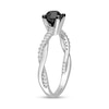 1.15 CT. T.W. Black Enhanced and White Diamond Twist Shank Engagement Ring in 14K White Gold