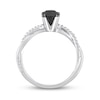 Thumbnail Image 4 of 1.15 CT. T.W. Black Enhanced and White Diamond Twist Shank Engagement Ring in 14K White Gold