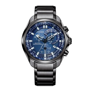 Men's Citizen Eco-Drive® Sport Luxury Gunmetal Grey Chronograph Watch with Blue Dial (Model: BL5607-54L)