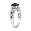 1.12 CT. T.W. Black Enhanced and White Cushion-Cut Diamond Twist Shank Engagement Ring in 14K White Gold