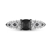 1.12 CT. T.W. Black Enhanced and White Cushion-Cut Diamond Twist Shank Engagement Ring in 14K White Gold