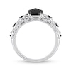 1.12 CT. T.W. Black Enhanced and White Cushion-Cut Diamond Twist Shank Engagement Ring in 14K White Gold