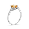 Thumbnail Image 2 of Oval Citrine and 0.086 CT. T.W. Diamond Leaf-Sides Floral Ring in 10K White Gold