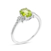 Thumbnail Image 2 of Oval Peridot and 0.086 CT. T.W. Diamond Leaf-Sides Floral Ring in 10K White Gold