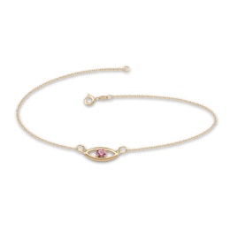 Gemstone Evil Eye Anklet (1 Stone) - 10&quot;