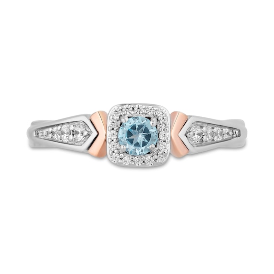 Enchanted Disney Elsa Swiss Blue Topaz and 0.145 CT. T.W. Diamond Ring in Sterling Silver and 10K Rose Gold