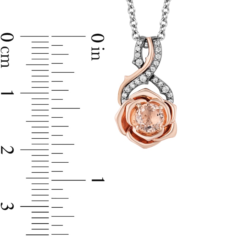 Enchanted Disney Aurora Morganite and 0.085 CT. T.W. Diamond Pendant in Black Sterling Silver and 10K Rose Gold|Peoples Jewellers