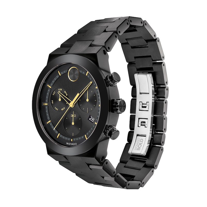Men's Movado Bold® Fusion Chronograph Black IP Watch with Black Dial (Model: 3600730)