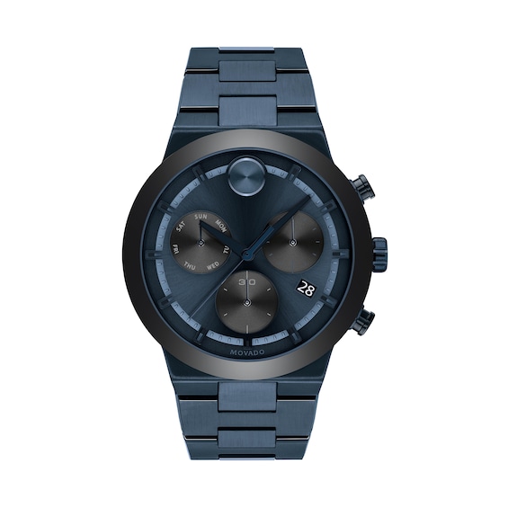 Men's Movado Bold® Fusion Chronograph Blue IP Watch with Blue Dial (Model: 3600729)