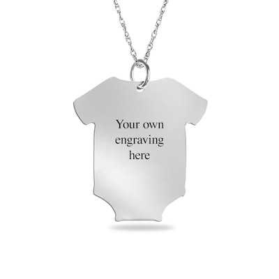 Engravable Birth Stats Baby Onesie Pendant in Sterling Silver (5-8 Lines)