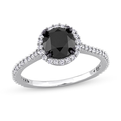 1.77 CT. T.W. Black Enhanced and White Diamond Frame Engagement Ring in 14K White Gold