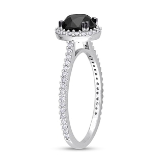 1.77 CT. T.W. Black Enhanced and White Diamond Frame Engagement Ring in 14K White Gold