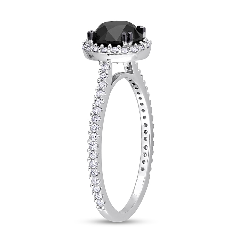 Main Image 3 of 1.77 CT. T.W. Black Enhanced and White Diamond Frame Engagement Ring in 14K White Gold