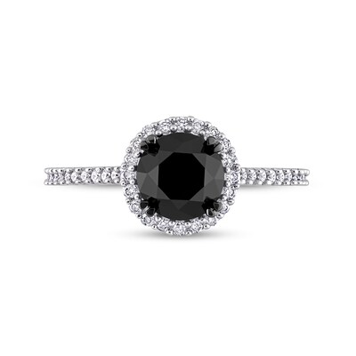 1.77 CT. T.W. Black Enhanced and White Diamond Frame Engagement Ring in 14K White Gold