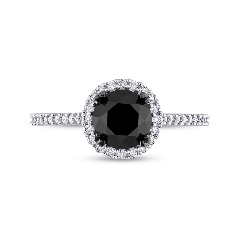 Main Image 4 of 1.77 CT. T.W. Black Enhanced and White Diamond Frame Engagement Ring in 14K White Gold