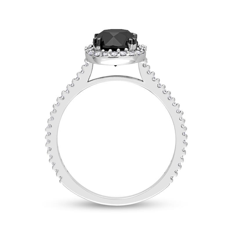 Main Image 5 of 1.77 CT. T.W. Black Enhanced and White Diamond Frame Engagement Ring in 14K White Gold