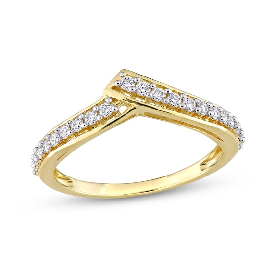 0.31 CT. T.W. Diamond Bypass Contour Anniversary Band in 10K Gold